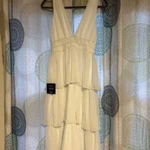 Lulu's White Backless Tiered Dress